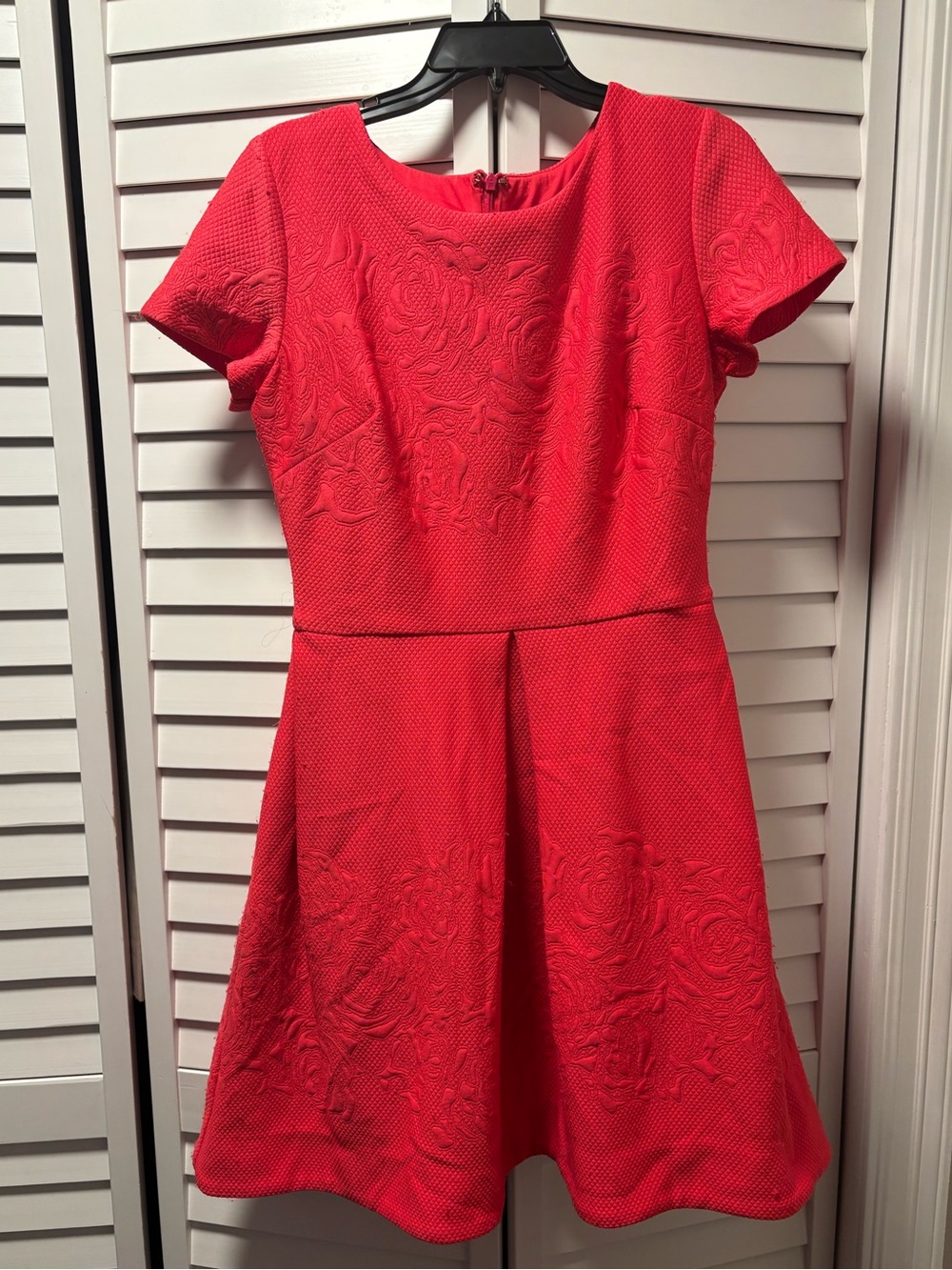 Just...Taylor Red Textured Fit-and-Flare Dress